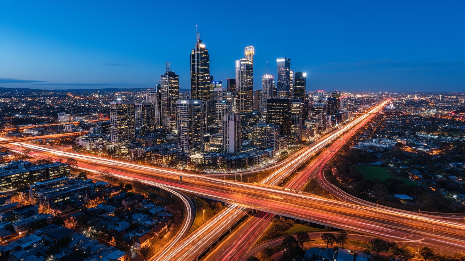 Melbourne cityscape with traffic